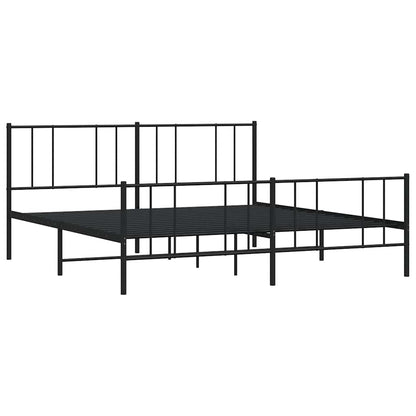 Metal Bed Frame without Mattress with Footboard Black 183x213cm