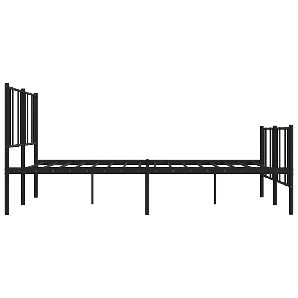 Metal Bed Frame without Mattress with Footboard Black 183x213cm