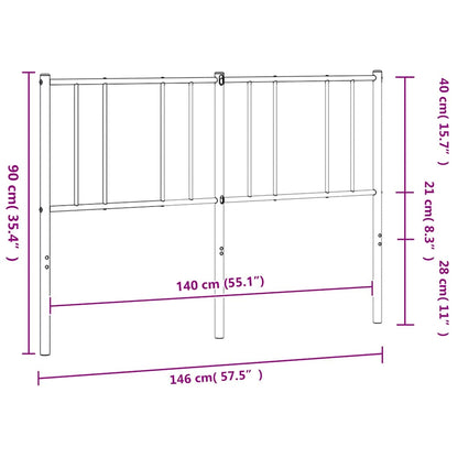 Metal Replace Headboard Black 140 cm
