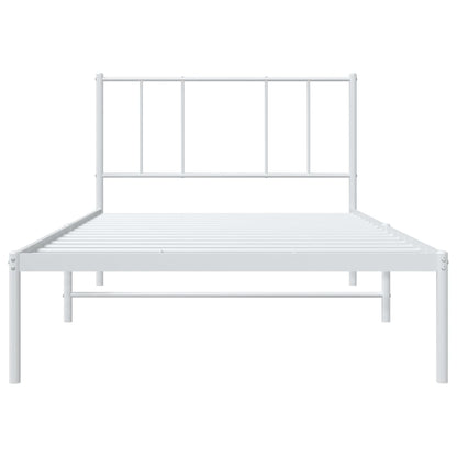 Metal Bed Frame without Mattress with Headboard White 80x200cm