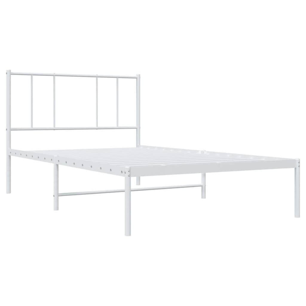 Metal Bed Frame without Mattress with Headboard White 90x200cm