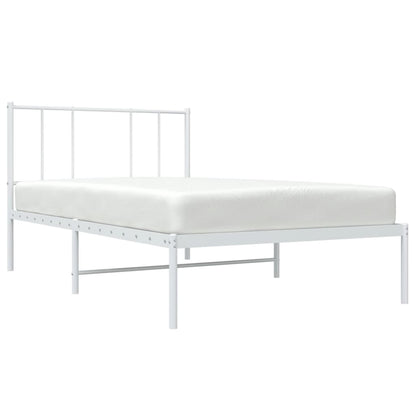 Metal Bed Frame without Mattress with Headboard White 90x200cm