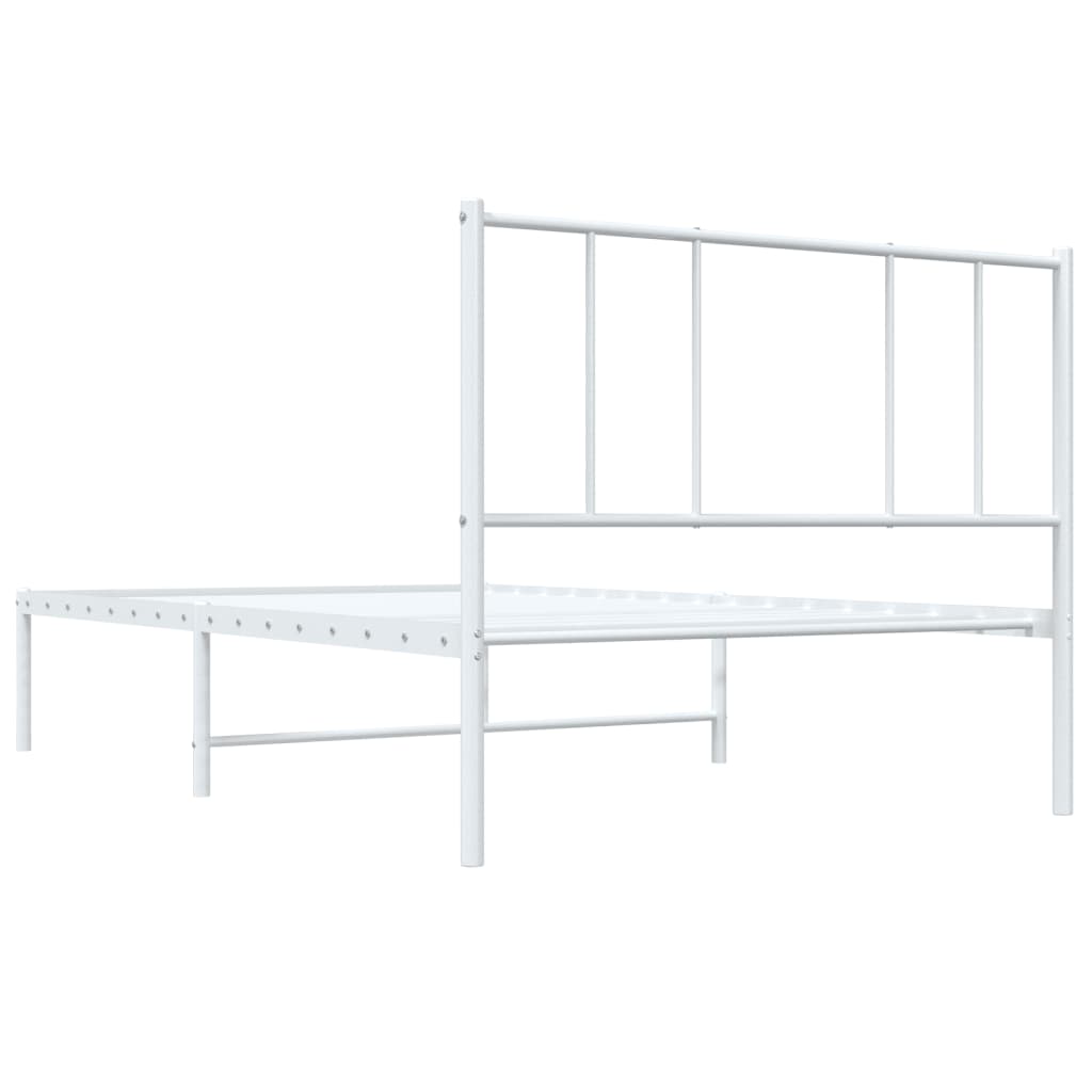 Metal Bed Frame without Mattress with Headboard White 90x200cm