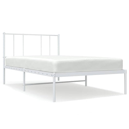 Metal Bed Frame without Mattress with Headboard White 107x203cm