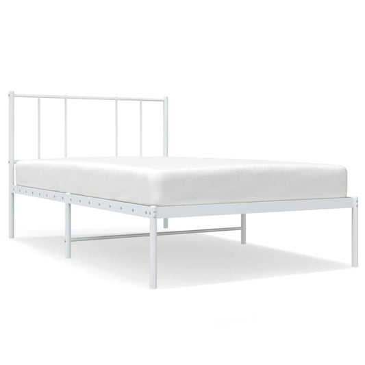 Metal Bed Frame without Mattress with Headboard White 107x203cm