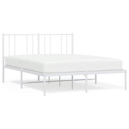 Metal Bed Frame without Mattress with Headboard White 120x200cm
