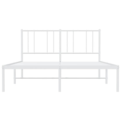 Metal Bed Frame without Mattress with Headboard White 120x200cm