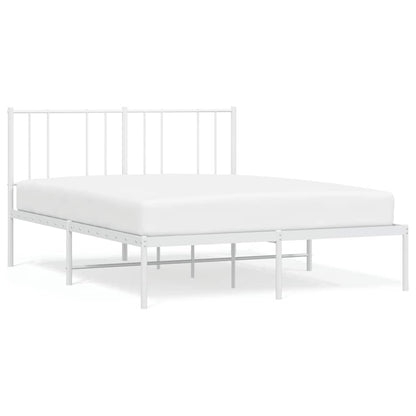 Metal Bed Frame without Mattress with Headboard White 135x190cm