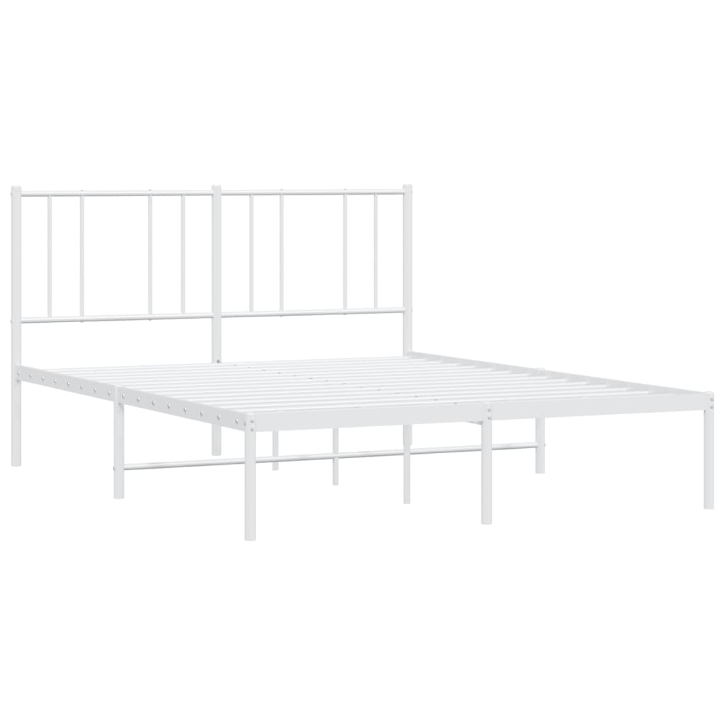 Metal Bed Frame without Mattress with Headboard White 140x190cm