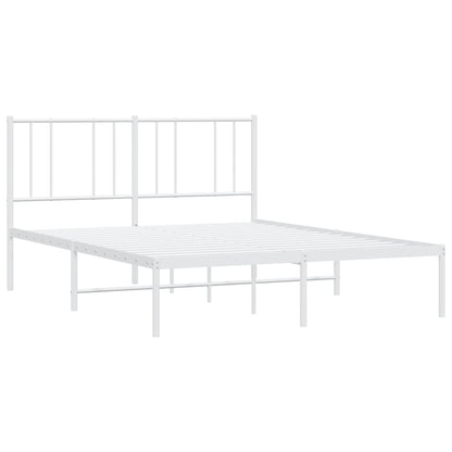 Metal Bed Frame without Mattress with Headboard White 140x190cm