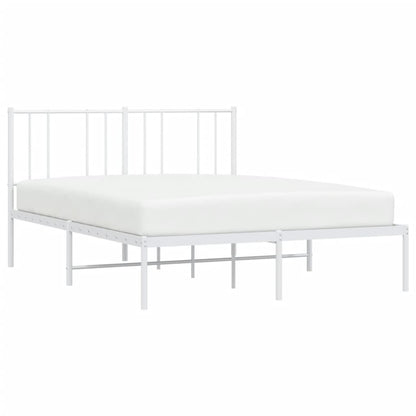 Metal Bed Frame without Mattress with Headboard White 140x190cm