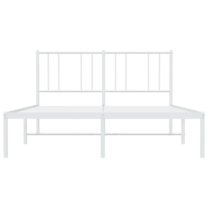 Metal Bed Frame without Mattress with Headboard White 140x190cm