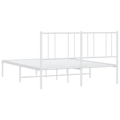Metal Bed Frame without Mattress with Headboard White 140x190cm