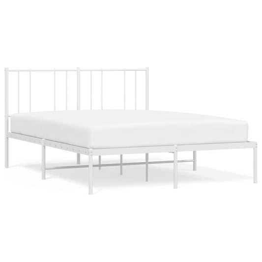 Metal Bed Frame without Mattress with Headboard White 140x200cm