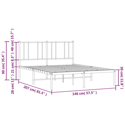 Metal Bed Frame without Mattress with Headboard White 140x200cm