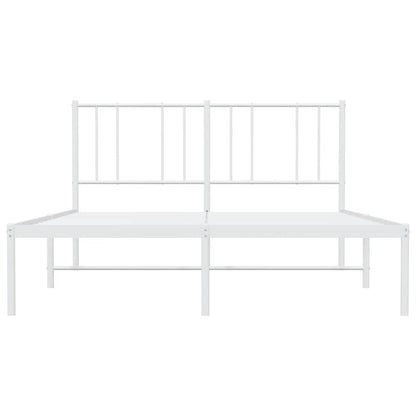 Metal Bed Frame without Mattress with Headboard White 150x200cm