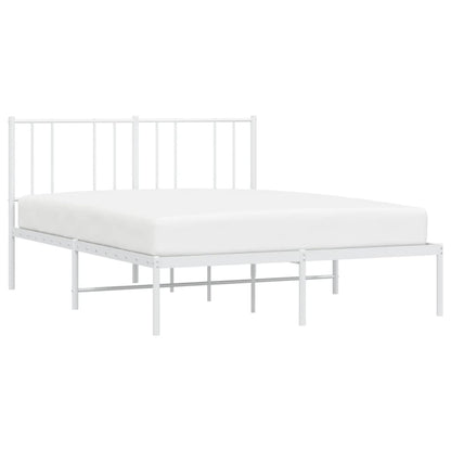Metal Bed Frame without Mattress with Headboard White 160x200cm