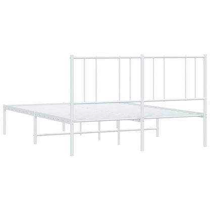 Metal Bed Frame without Mattress with Headboard White 160x200cm