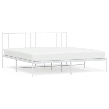 Metal Bed Frame without Mattress with Headboard White 180x200cm