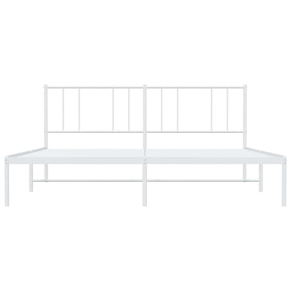 Metal Bed Frame without Mattress with Headboard White 180x200cm