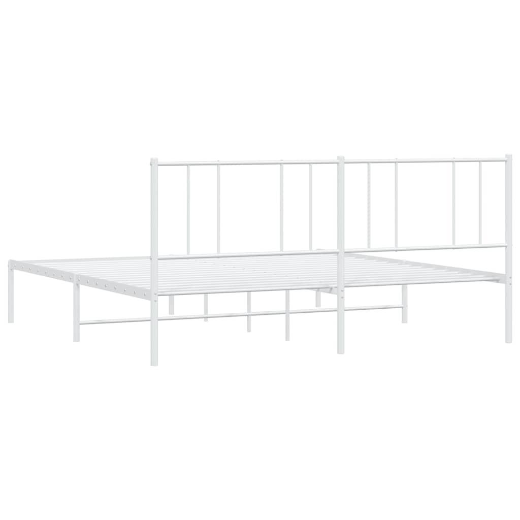 Metal Bed Frame without Mattress with Headboard White 180x200cm
