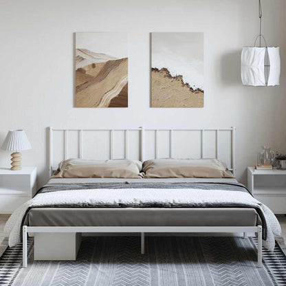 Metal Bed Frame without Mattress with Headboard White 183x213cm