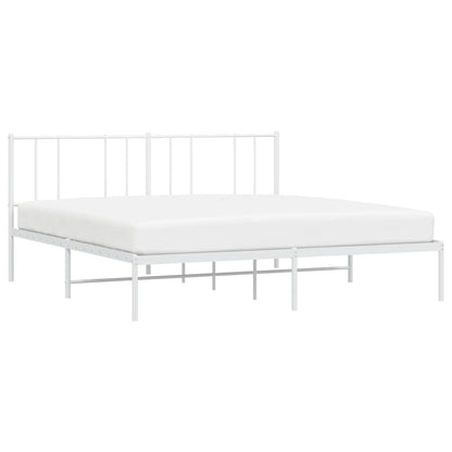 Metal Bed Frame without Mattress with Headboard White 183x213cm