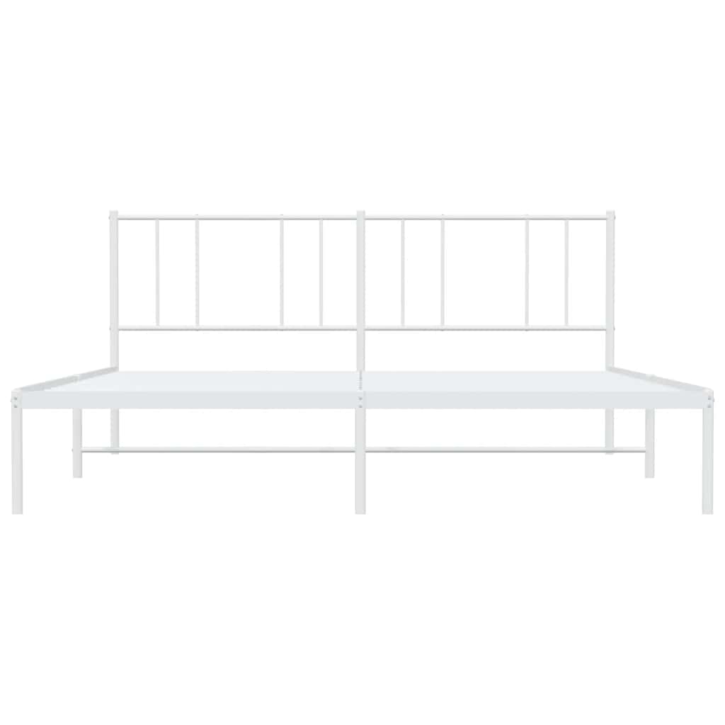 Metal Bed Frame without Mattress with Headboard White 183x213cm