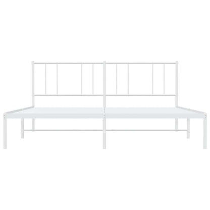 Metal Bed Frame without Mattress with Headboard White 183x213cm