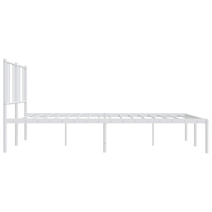 Metal Bed Frame without Mattress with Headboard White 183x213cm