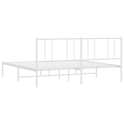 Metal Bed Frame without Mattress with Headboard White 183x213cm