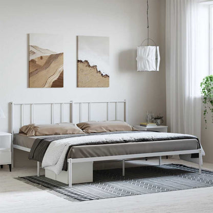 Metal Bed Frame without Mattress with Headboard White 183x213cm