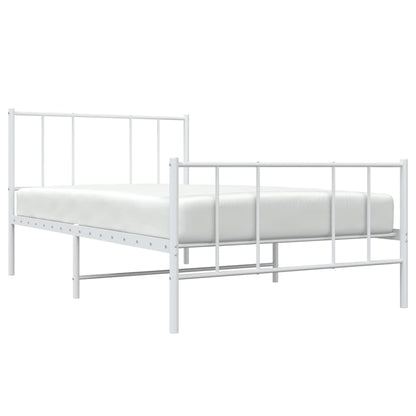 Metal Bed Frame without Mattress with Footboard White 80x200cm