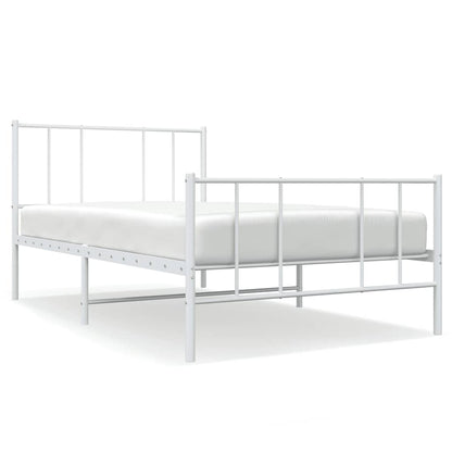 Metal Bed Frame without Mattress with Footboard White 90x200cm