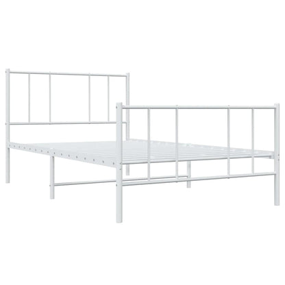 Metal Bed Frame without Mattress with Footboard White 90x200cm