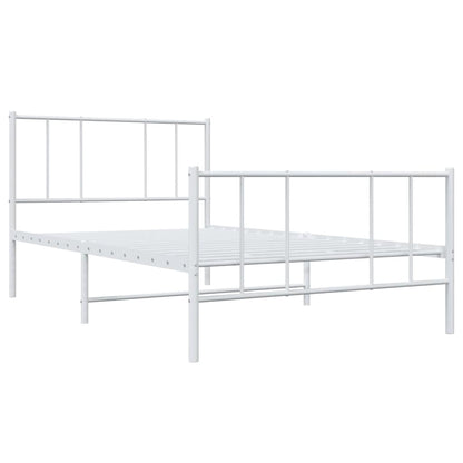 Metal Bed Frame without Mattress with Footboard White 100x190cm