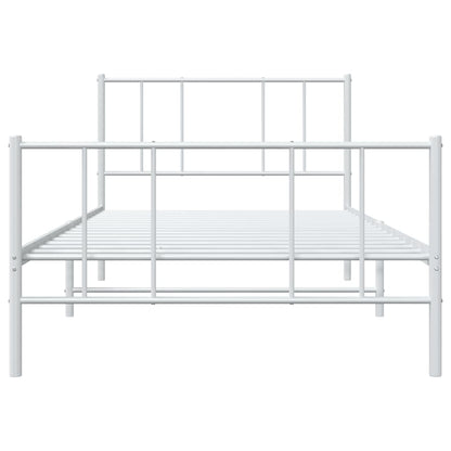Metal Bed Frame without Mattress with Footboard White 100x190cm