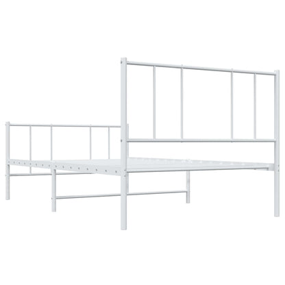 Metal Bed Frame without Mattress with Footboard White 100x190cm