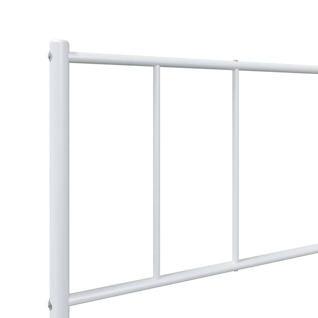 Metal Bed Frame without Mattress with Footboard White 100x190cm