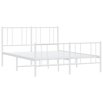 Metal Bed Frame without Mattress with Footboard White 120x190cm