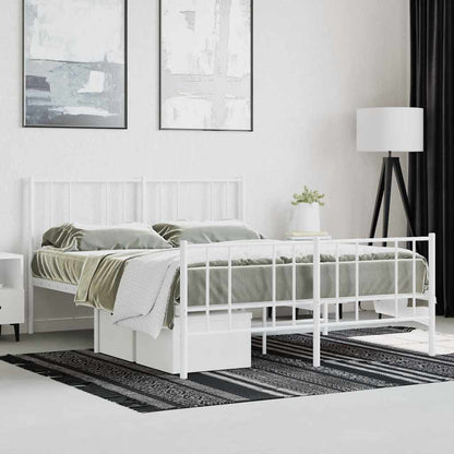 Metal Bed Frame without Mattress with Footboard White 120x190cm