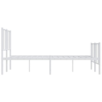Metal Bed Frame without Mattress with Footboard White 120x190cm