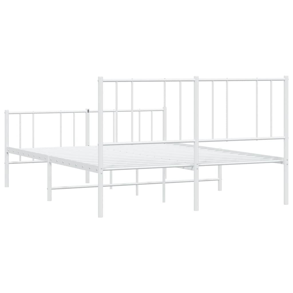 Metal Bed Frame without Mattress with Footboard White 120x190cm