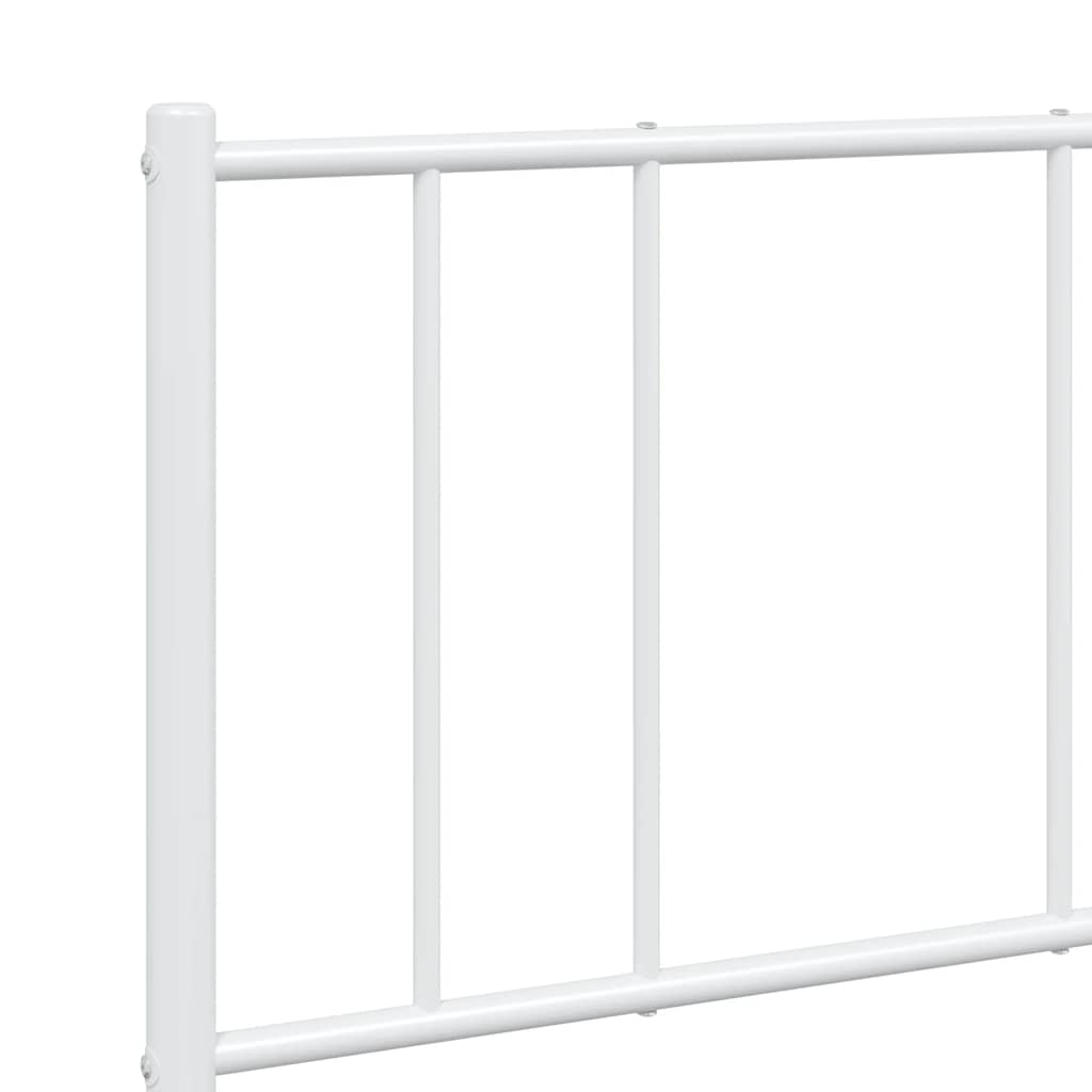 Metal Bed Frame without Mattress with Footboard White 120x190cm