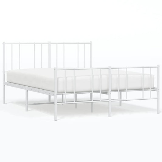 Metal Bed Frame without Mattress with Footboard White 120x200cm