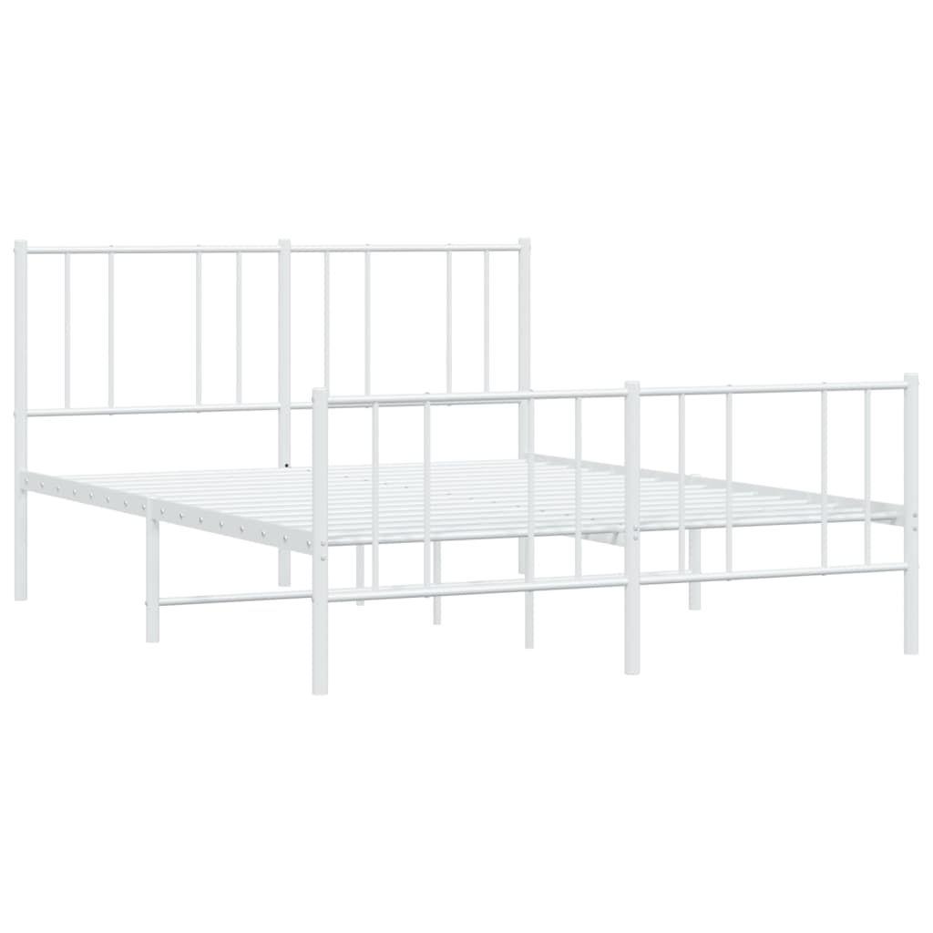 Metal Bed Frame without Mattress with Footboard White 120x200cm