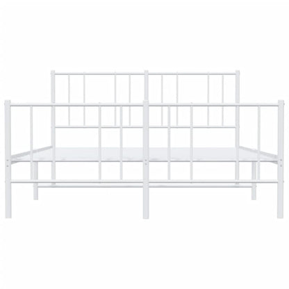 Metal Bed Frame without Mattress with Footboard White 120x200cm