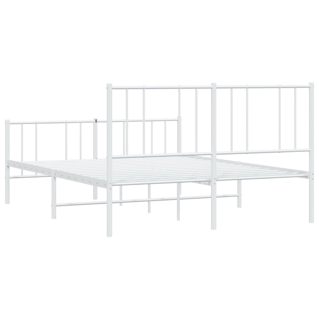 Metal Bed Frame without Mattress with Footboard White 120x200cm