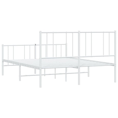 Metal Bed Frame without Mattress with Footboard White 120x200cm