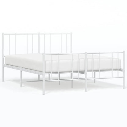 Metal Bed Frame without Mattress with Footboard White 135x190cm